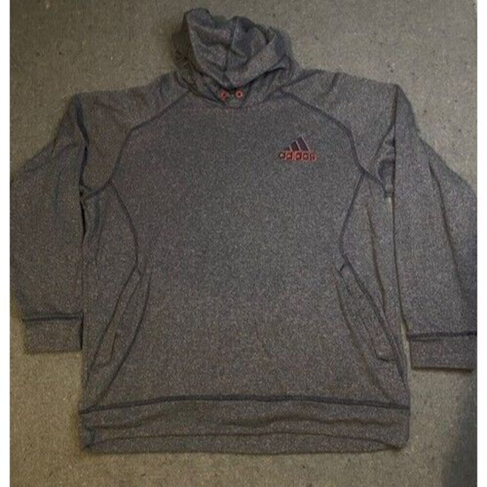 ADIDAS Mens XL‎ Gray ULTIMATE HOODIE Logo CLIMAWARM Sweatshirt no drawstring